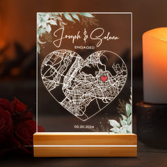Engagement Gifts for Couples | Custom Acrylic Plaque Led Night Light | 6 x 9 in