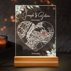 Engagement Gifts for Couples | Custom Acrylic Plaque Led Night Light | 6 x 9 in