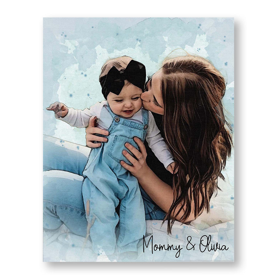 First Time Mothers Day Gift | Personalized Watercolor Portrait Gift For New Mom | Gifts For The First Time Mom