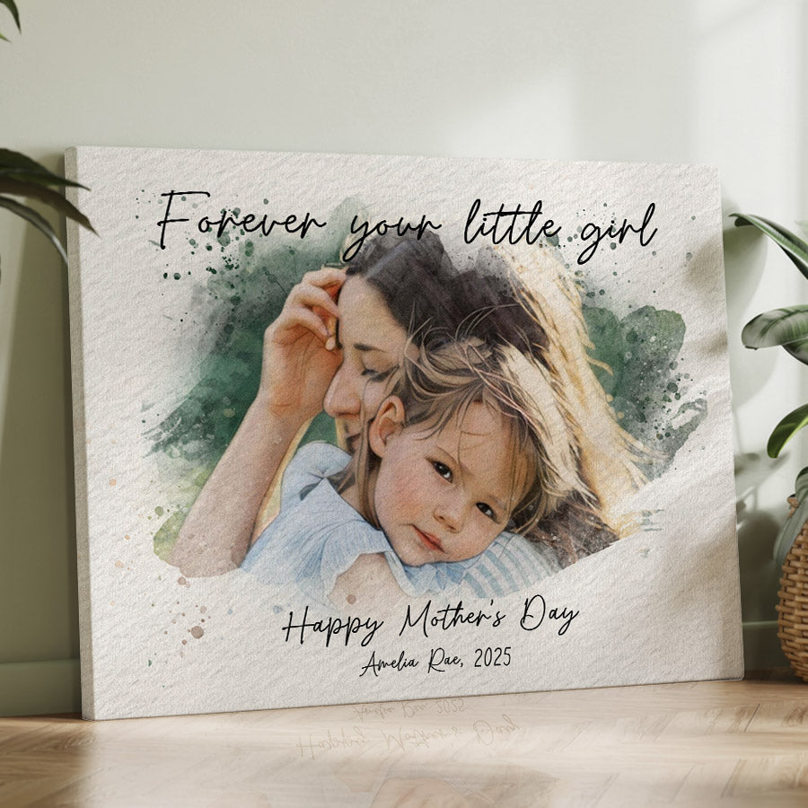 First Time Mothers Day Gift | Mother’s Day Watercolor Portrait From Photo | 1st Mothers Day Gift