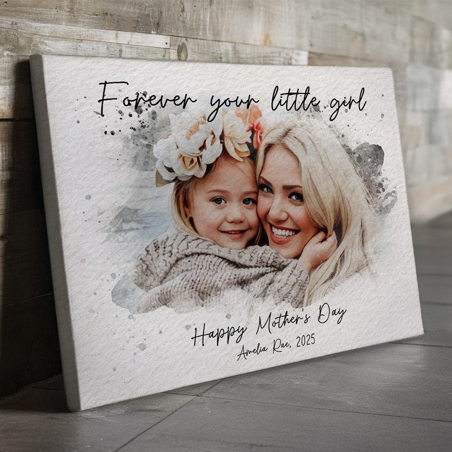 First Time Mothers Day Gift | Wall Art Canvas Ready To Hang | Personalized Watercolor Portrait Gift For New Mom