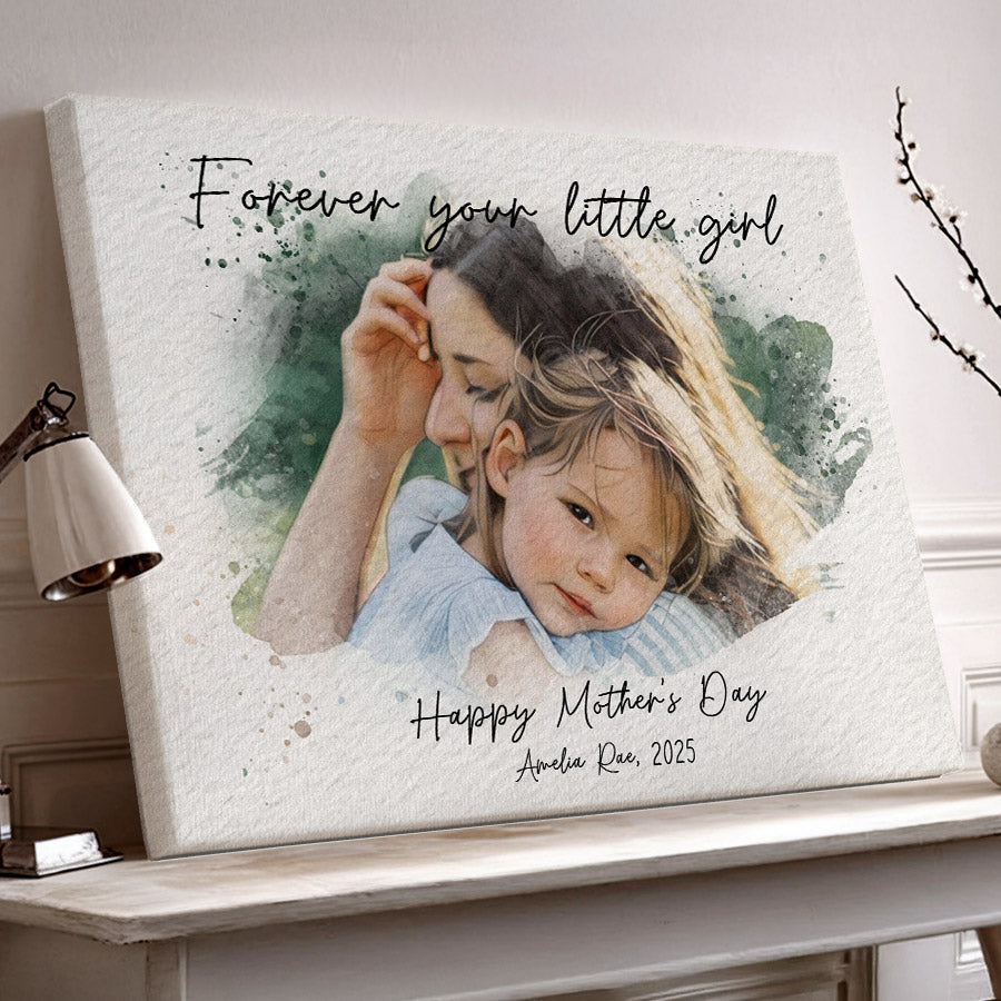 First Time Mothers Day Gift | Mother’s Day Watercolor Portrait From Photo | 1st Mothers Day Gift