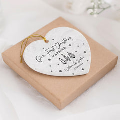 Just Married Ornament | Custom Map Ceramic Ornament For Couple | Heart Shape