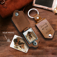 Personalized Leather Keychain | Photo Leather Keychain | Keychain for Boyfriend