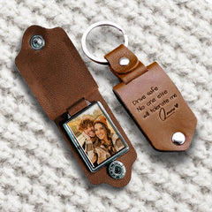 Personalized Leather Photo Keychain | Leather Photo Keychain | Keychain for Boyfriend