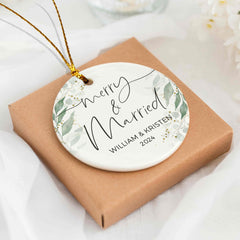 Married Ornament |  Ceramic Ornament | Circle Shape 1-side Printed