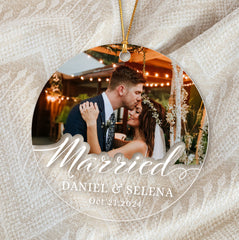 Married Ornament | Custom Photo Acrylic Ornament | Circle Shape 1-side Printed