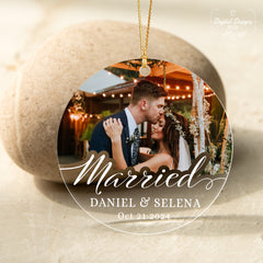 Married Ornament | Custom Photo Acrylic Ornament | Circle Shape 1-side Printed