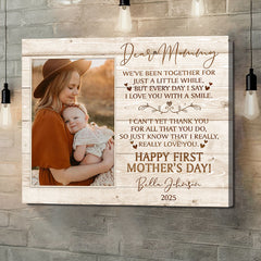 Mothers Day Gift For New Mom | New Mother Canvas | Dear Mommy Canvas | New Mom Canvas