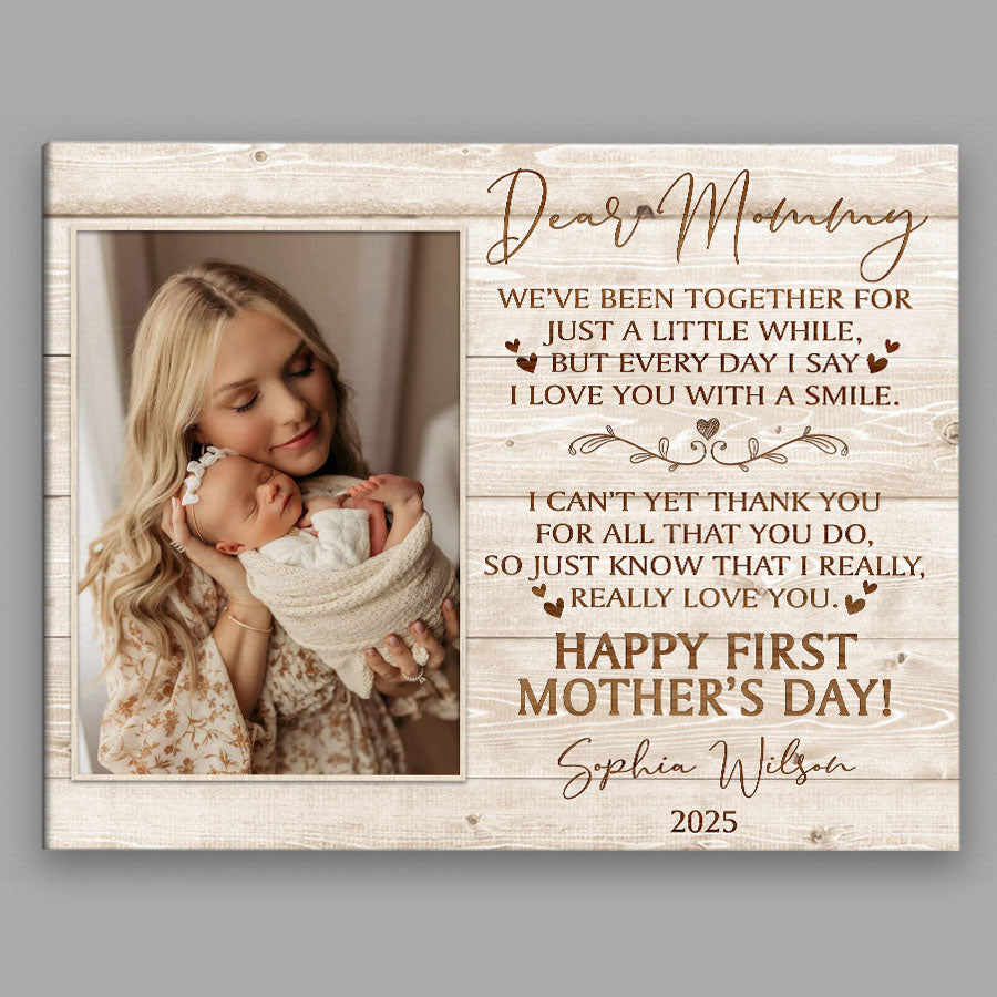 New Mom Mothers Day Gift | Dear Mommy Canvas | New Mom Canvas | New Mother Canvas