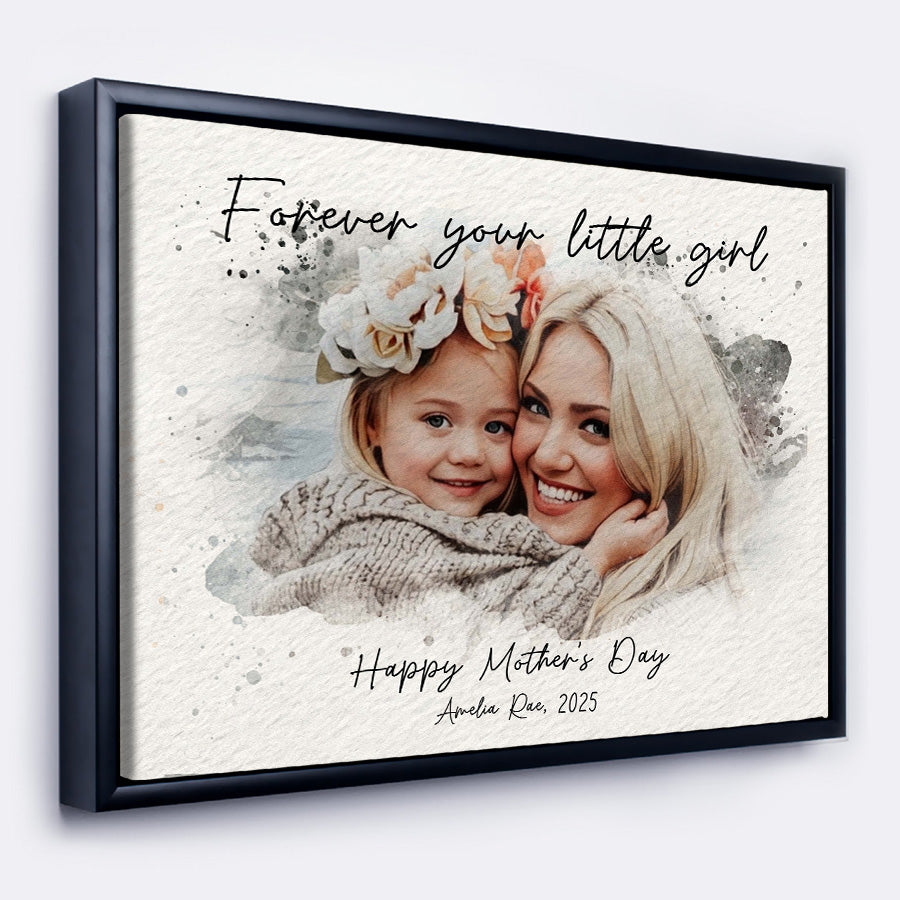 Personalized First Mothers Day Gift | Wall Art Canvas Ready To Hang | Personalized Watercolor Portrait Gift For New Mom