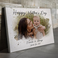 Personalized First Mothers Day Gift | First Mothers Day Canvas | Personalized Watercolor Portrait Gift For New Mom