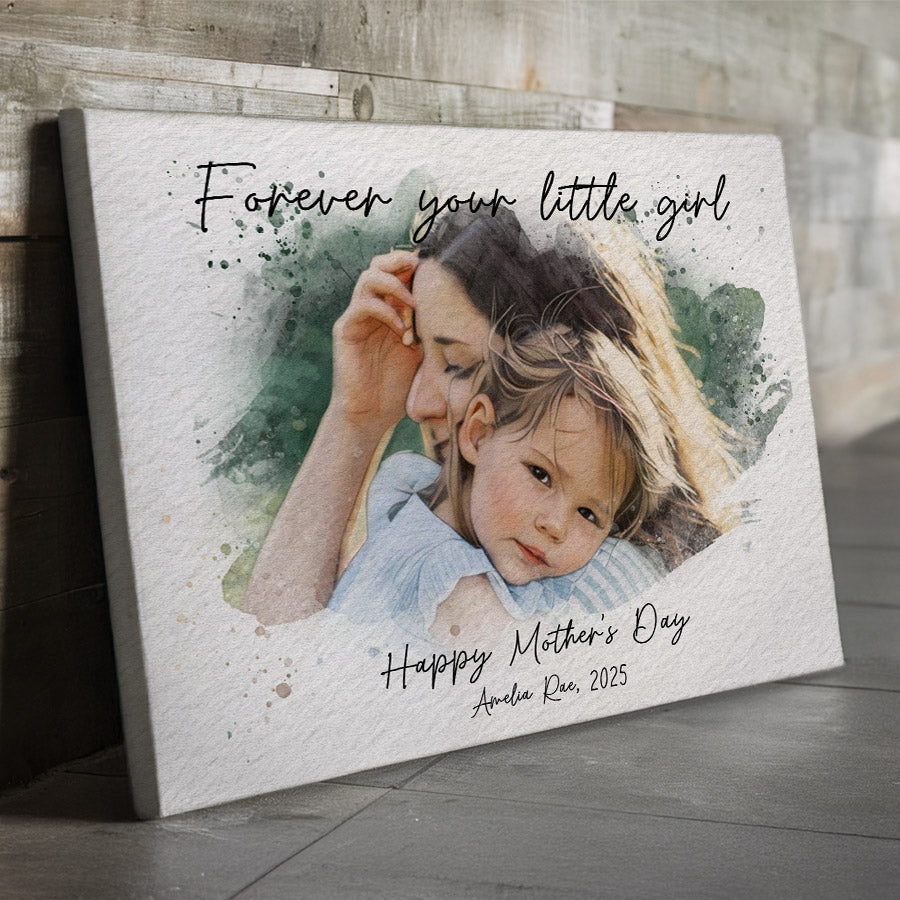 Personalized First Mothers Day Gift | Mother’s Day Watercolor Portrait From Photo | 1st Mothers Day Gift