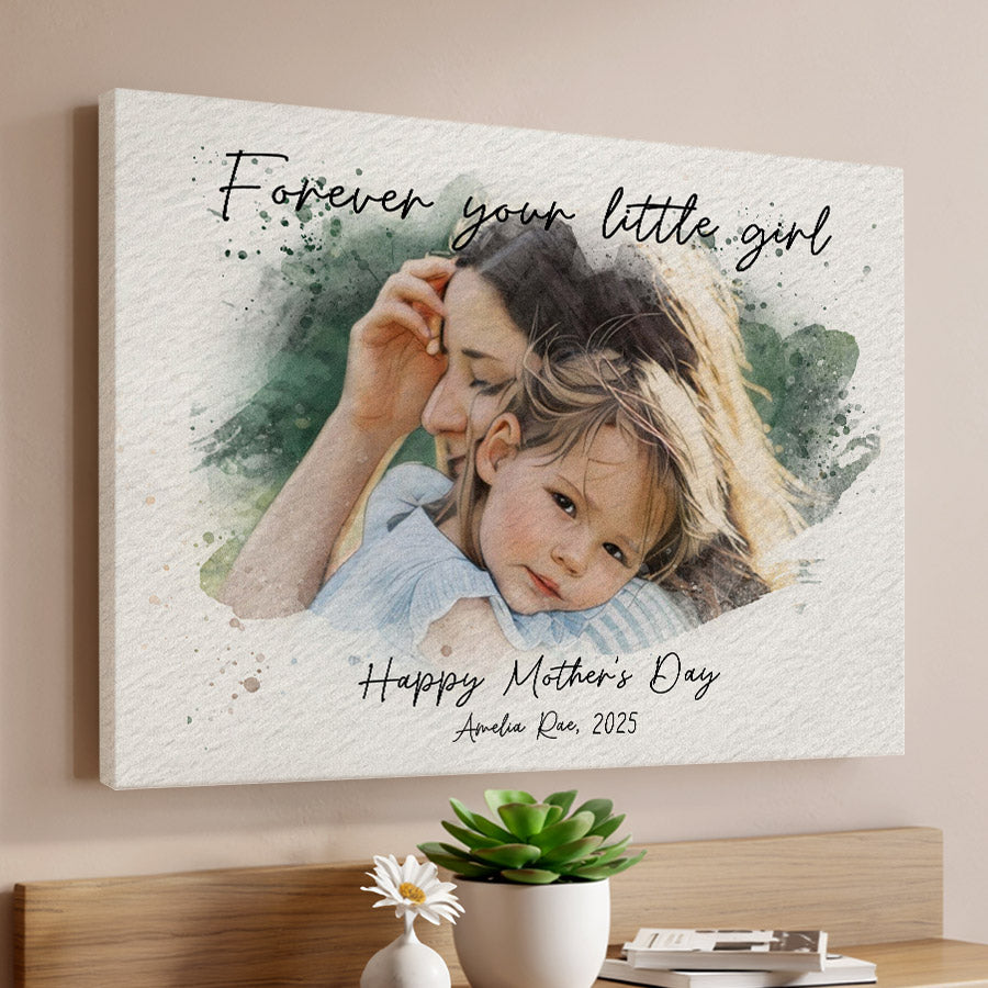Personalized First Mothers Day Gift | Mother’s Day Watercolor Portrait From Photo | 1st Mothers Day Gift