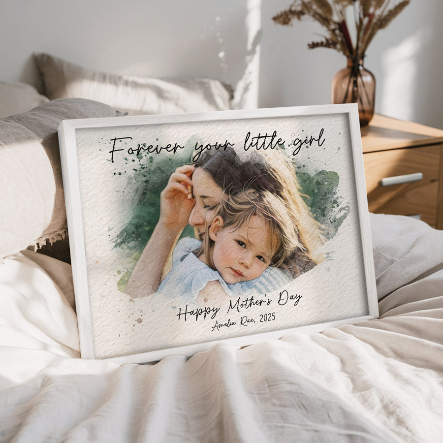 Personalized First Mothers Day Gift | Mother’s Day Watercolor Portrait From Photo | 1st Mothers Day Gift