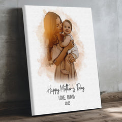 Personalized First Mothers Day Gift | Personalized Watercolor Portrait Gift For New Mom