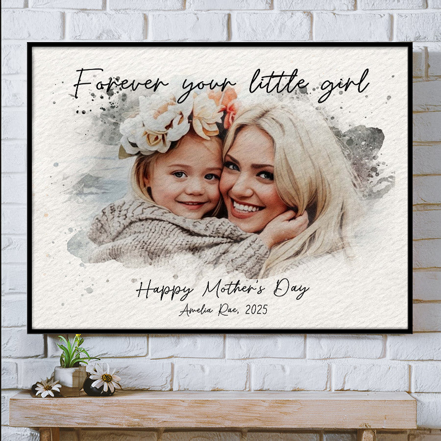 Personalized First Mothers Day Gift | Wall Art Canvas Ready To Hang | Personalized Watercolor Portrait Gift For New Mom
