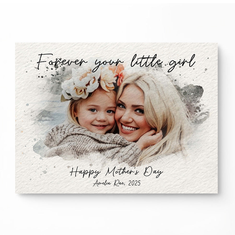 Personalized First Mothers Day Gift | Wall Art Canvas Ready To Hang | Personalized Watercolor Portrait Gift For New Mom