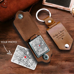 Personalized Leather Keychain | Photo Keychain Leather | Personalized Gift for Boyfriend