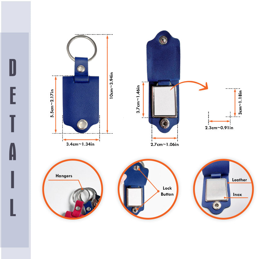 Personalized Leather Keychains for Him | Leather Photo Keychain | Personalized Gift for Boyfriend