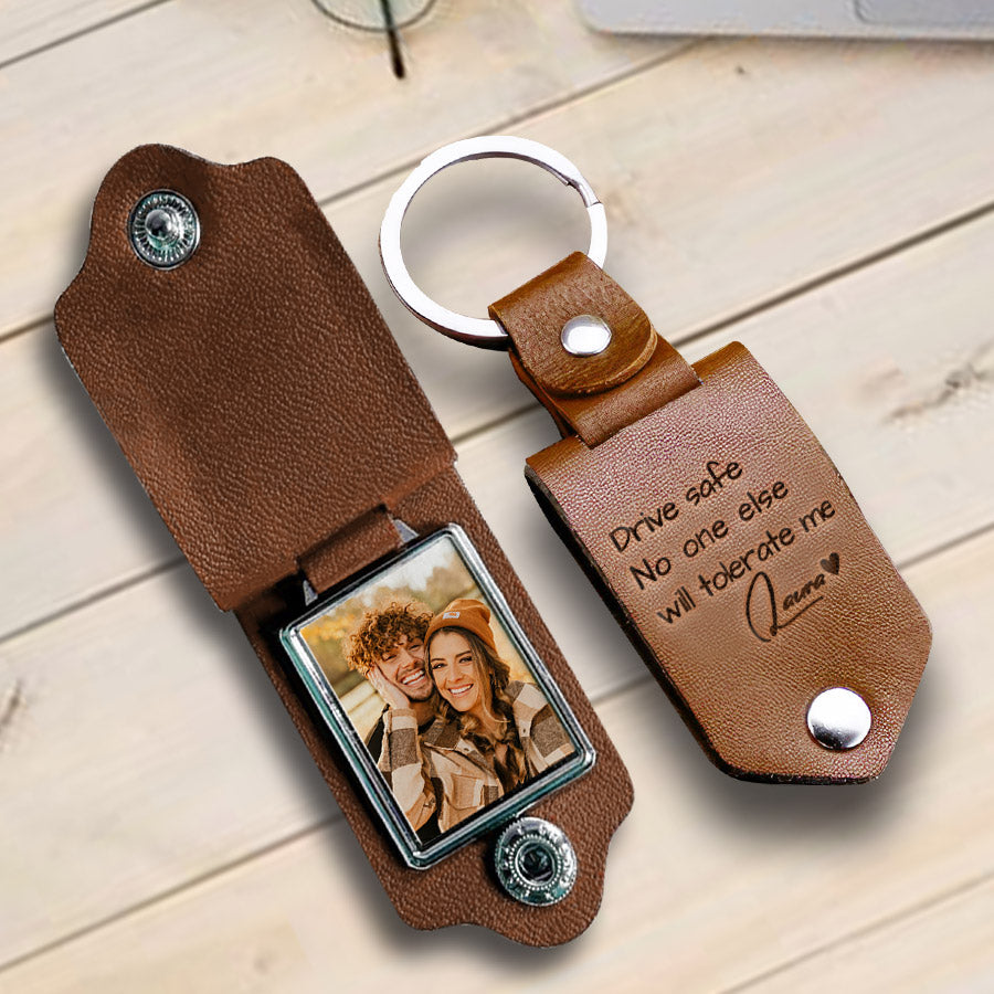 Personalized Leather Photo Keychain | Leather Photo Keychain | Personalized Gift for Him
