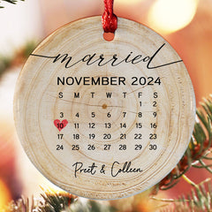 Personalized Wedding Ornaments | Wedding Ceramic Ornament With Custom Name | Circle Shape