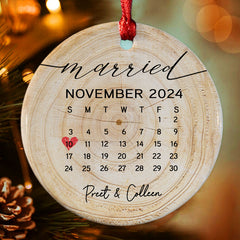 Personalized Wedding Ornaments | Wedding Ceramic Ornament With Custom Name | Circle Shape