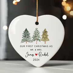 Wedding Ornament |  Wedding Ceramic Ornament With Custom Name | Heart Shape