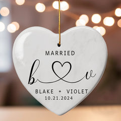 Wedding Ornament | Wedding Ceramic Ornament With Custom Name | Heart Shape