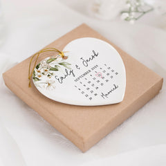 Wedding Ornament | Custom Ceramic Ornament For Couple | Heart Shape