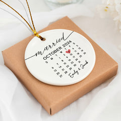 Wedding Ornament | Wedding Ceramic Ornament With Custom Map | Circle Shape