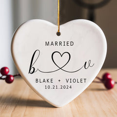 Wedding Ornament | Wedding Ceramic Ornament With Custom Name | Heart Shape