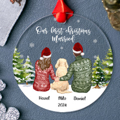 Wedding Ornament | Wedding Acrylic Ornament With Dog | Circle Shape