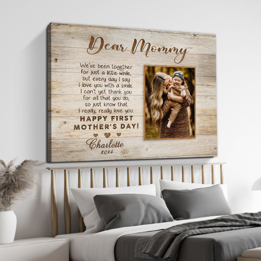Custom First Mothers Day Gift | Dear Mommy Mother’s Day Canvas