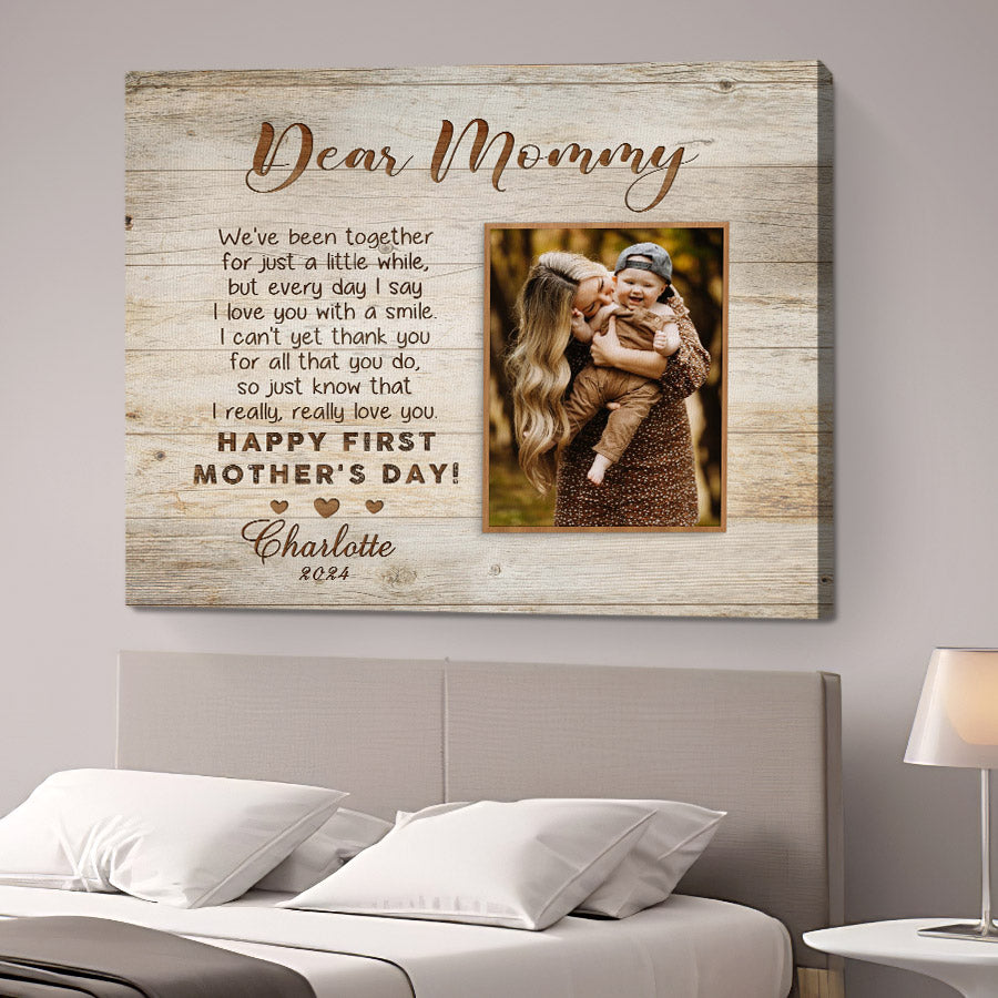 Custom First Mothers Day Gift | Dear Mommy Mother’s Day Canvas