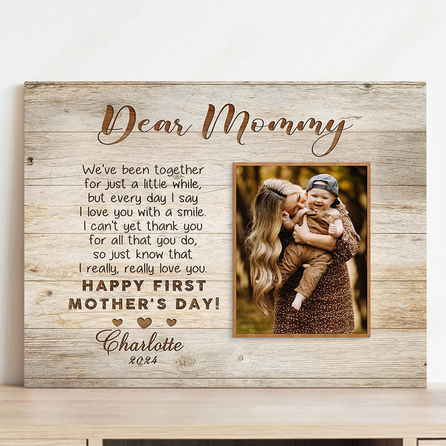 Custom First Mothers Day Gift | Dear Mommy Mother’s Day Canvas