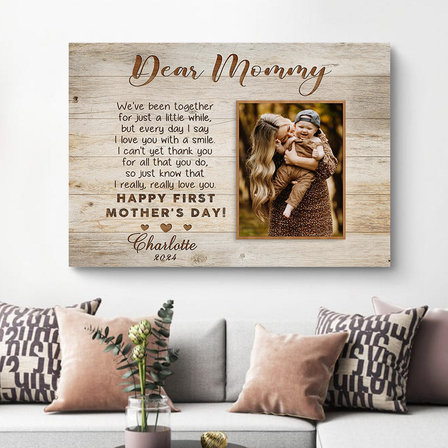 Custom First Mothers Day Gift | Dear Mommy Mother’s Day Canvas