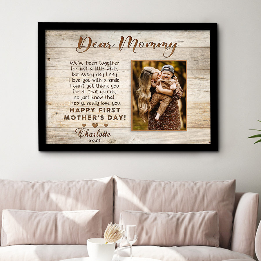 Custom First Mothers Day Gift | Dear Mommy Mother’s Day Canvas