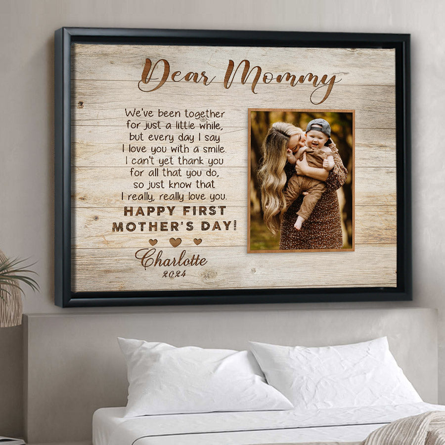 Custom First Mothers Day Gift | Dear Mommy Mother’s Day Canvas