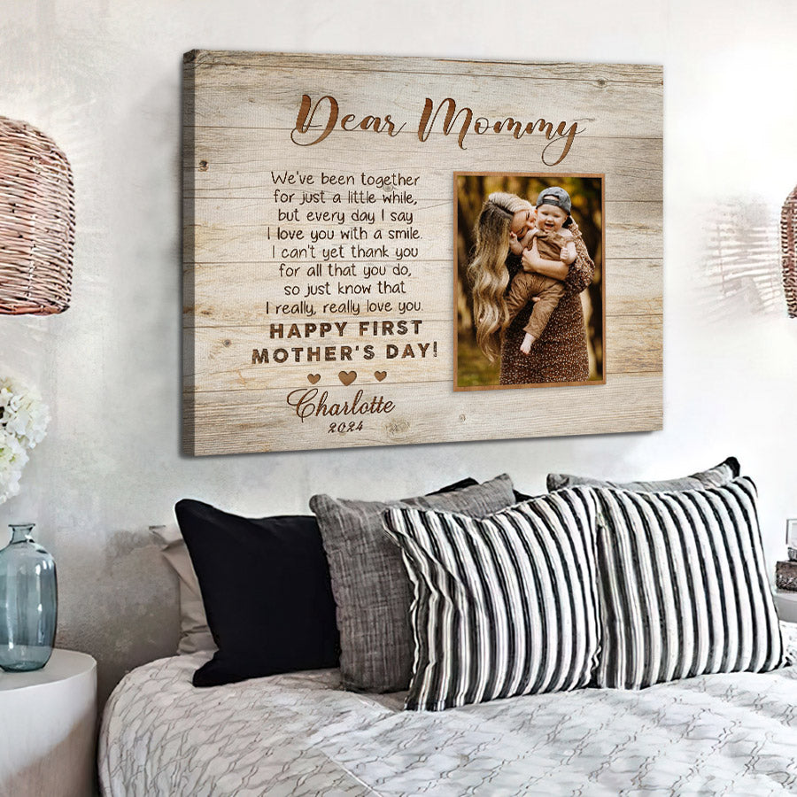 Custom First Mothers Day Gift | Dear Mommy Mother’s Day Canvas