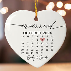 Custom Married Ornament | Heart Shape Calendar Ornament
