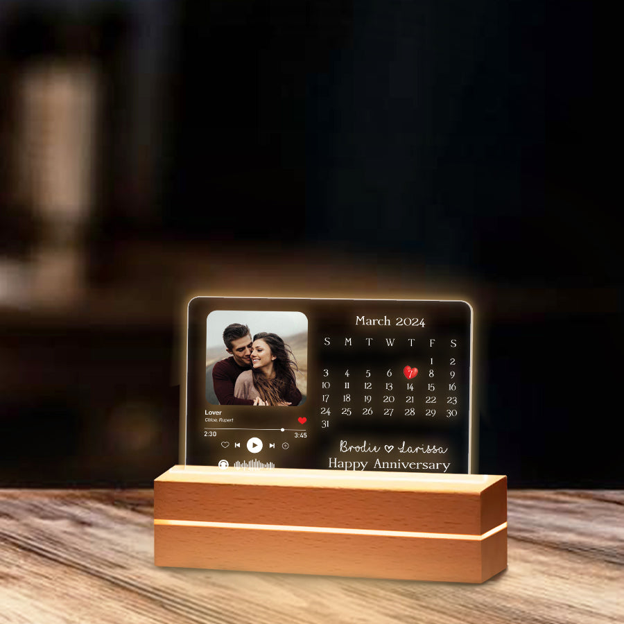 Custom Valentine Gifts | Custom Song Acrylic Plaque Led Night Light