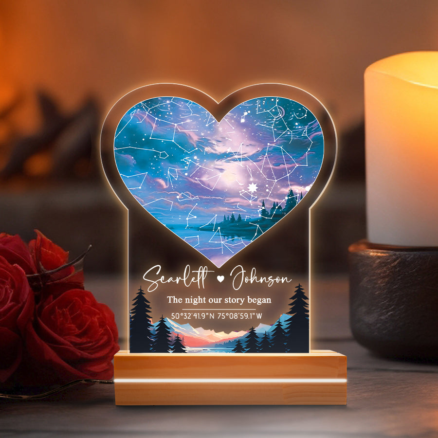Personalized Gifts for Husband Valentines | Custom Star Map Night Light Led