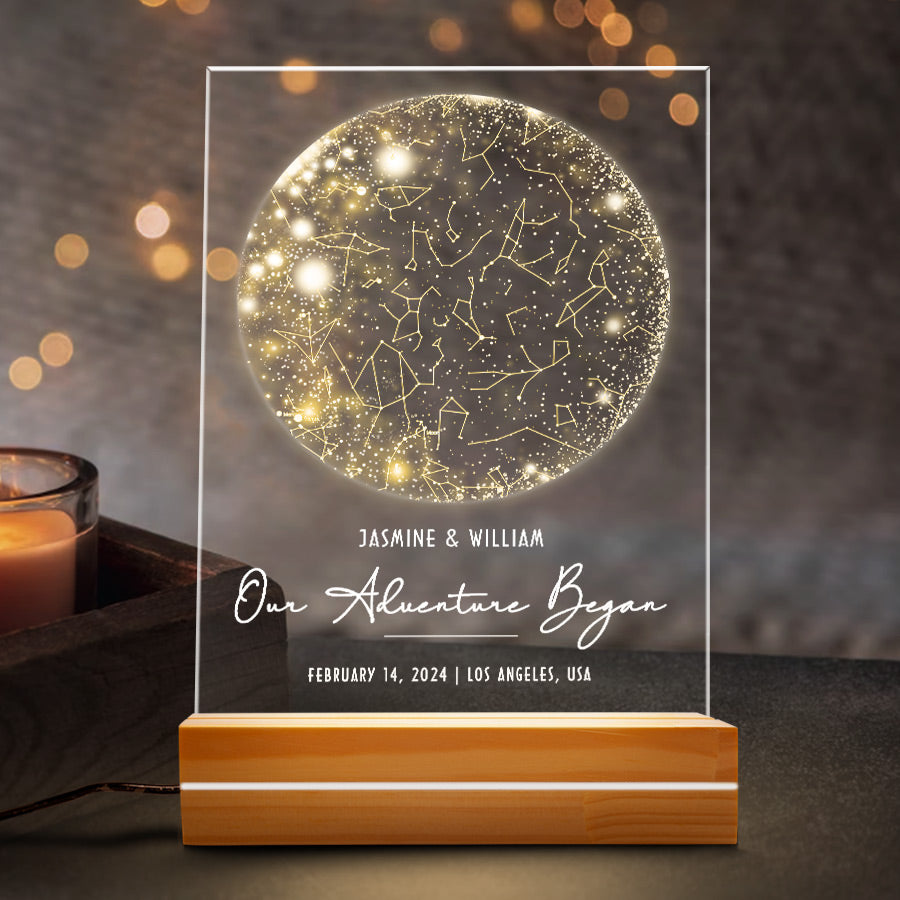 Personalized Valentines Gifts for Husband | Custom Star Map Plaque Led Night Light