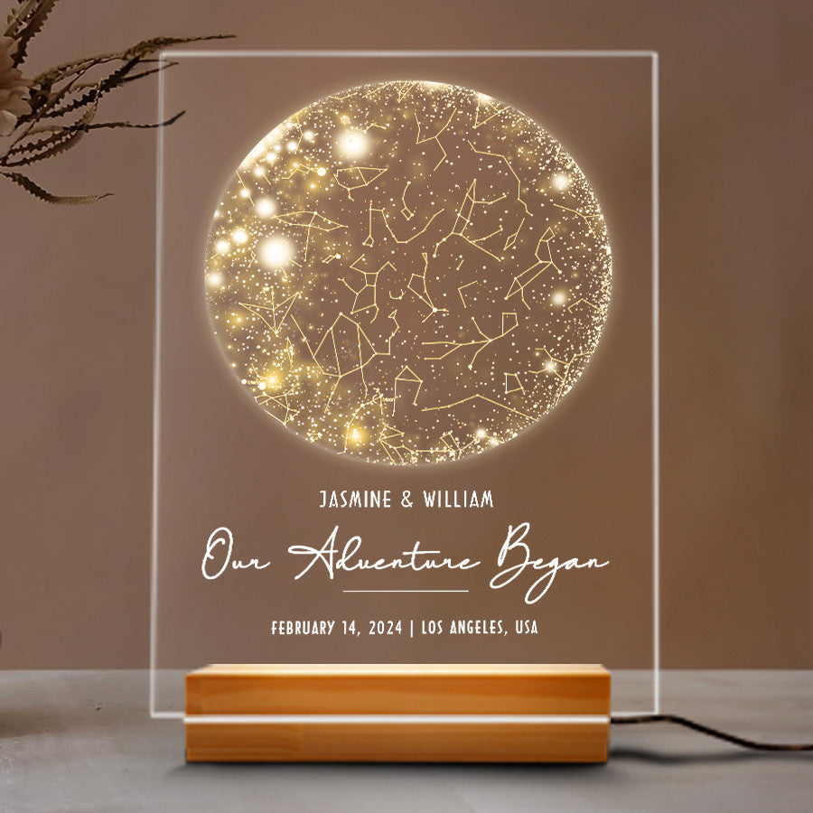 Personalized Valentines Gifts for Husband | Custom Star Map Plaque Led Night Light