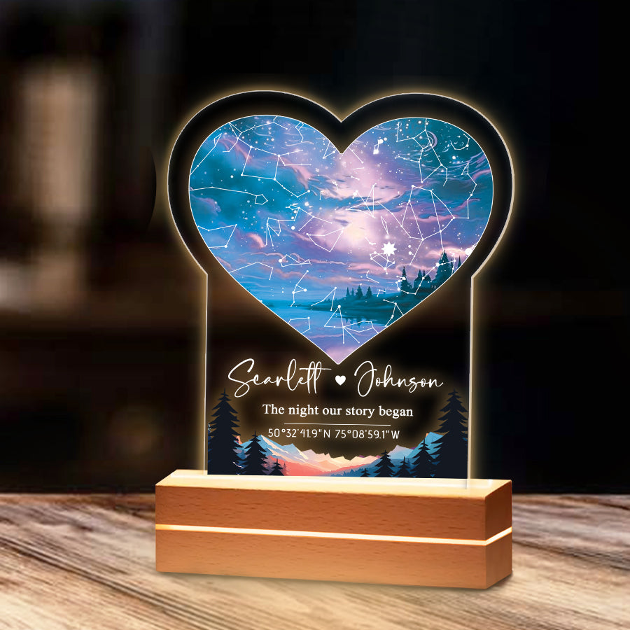 Personalized Gifts for Husband Valentines | Custom Star Map Night Light Led