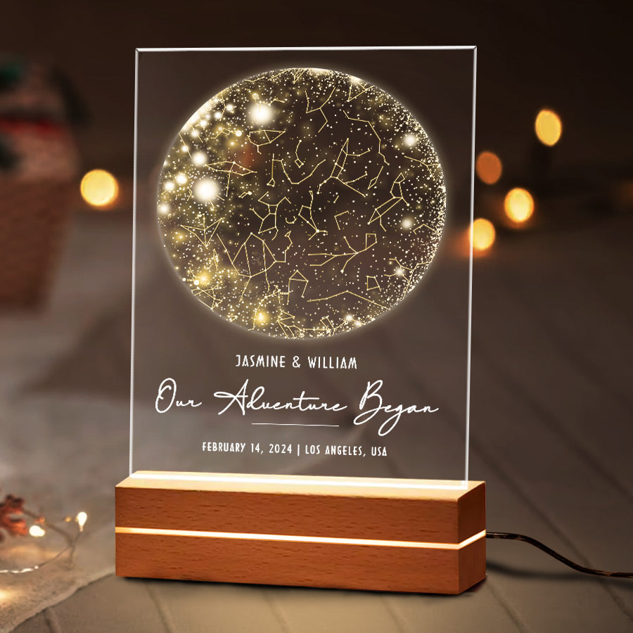 Personalized Valentines Gifts for Husband | Custom Star Map Plaque Led Night Light