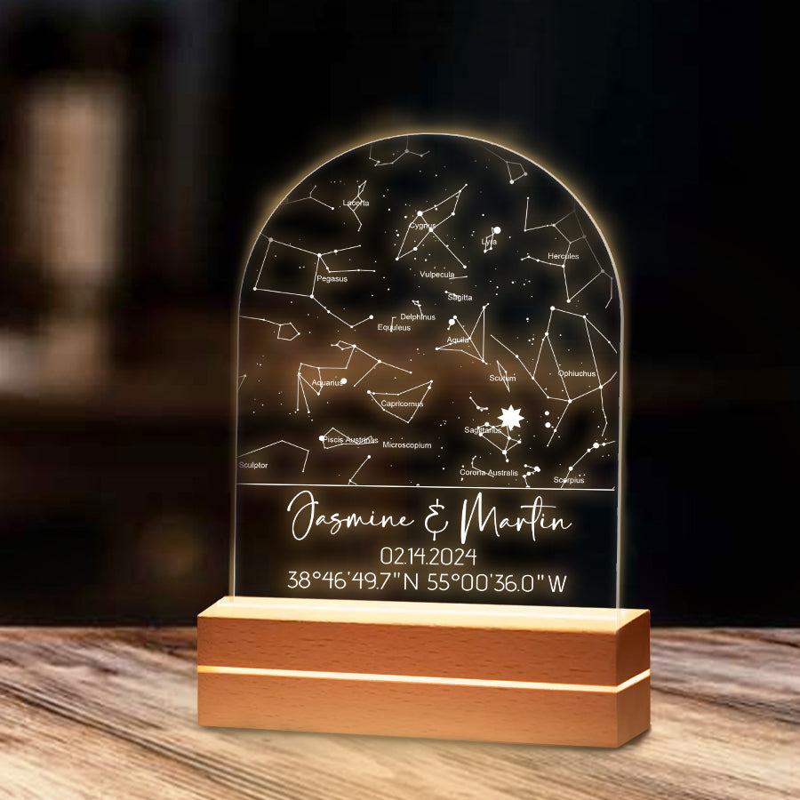 Personalized Valentines Gifts for Husband | Custom Star Map Night Light