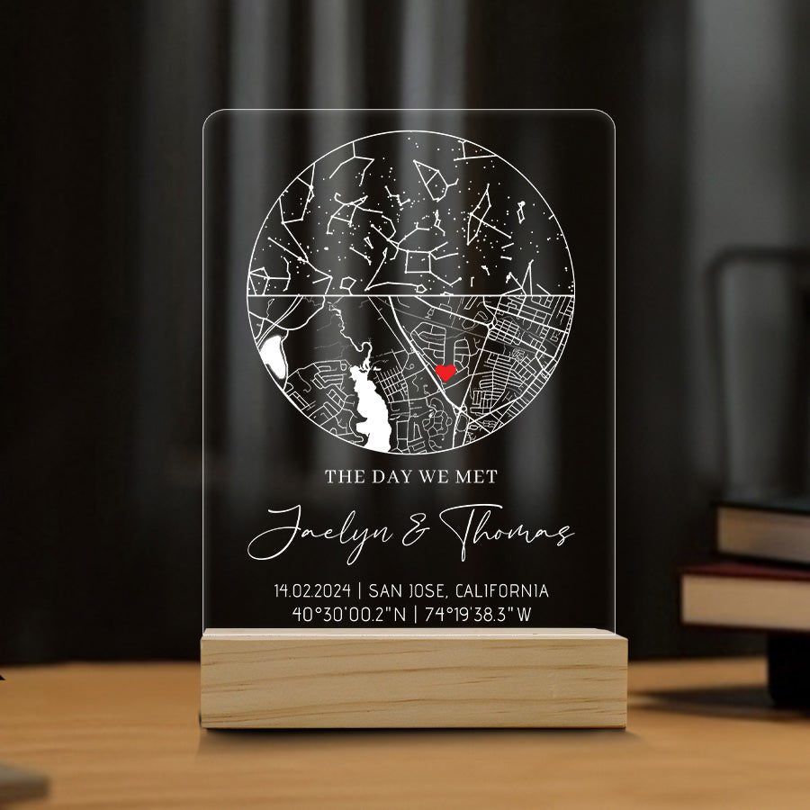 Custom Valentine’s Day Gifts for Him | The Day We Met Gifts Custom Map Led Night Light