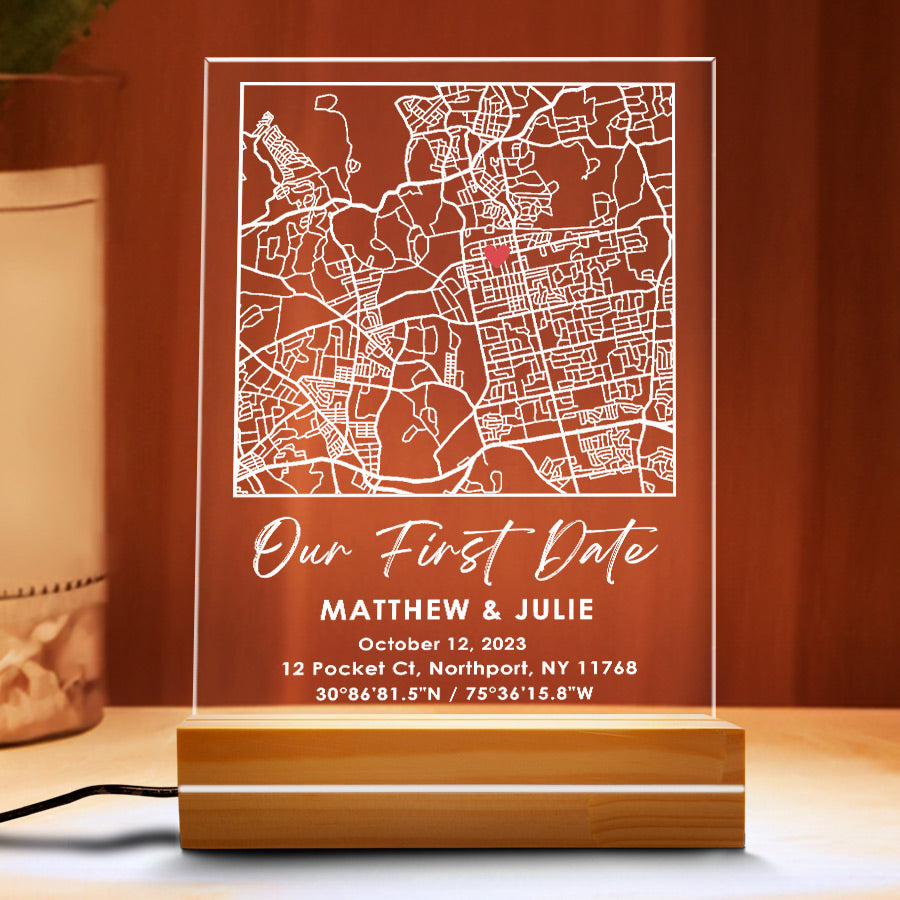 Personalized Gifts for Husband Valentines | Custom Map Plaque Led Night Light